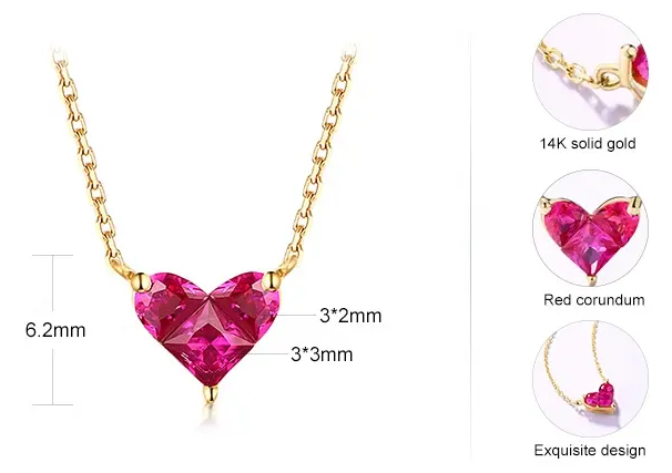 the language of love Ruby heart necklace